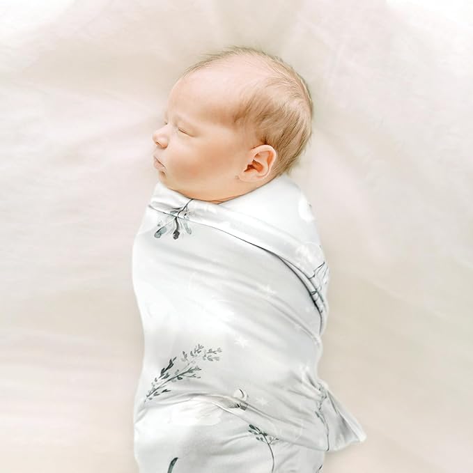 GRSSDER 2 Pack Super Soft Jersey Knit Swaddle Blankets for Baby Girls and Boys, Double Layer Reversible Receiving Blankets 34 x 44 Extra Large for Swaddling, Bear & Snow Wolf
