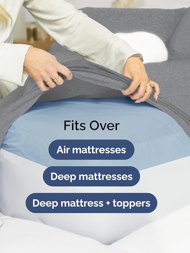Extra Deep Twin XL Sheet Set - 4 Piece Breathable and Cooling Sheets - Hotel Luxury Bedding for Women, Men, Kids & Teens - Easy Secure Fit - Soft & Wrinkle Free - Extra Deep Pockets - Heathered Grey