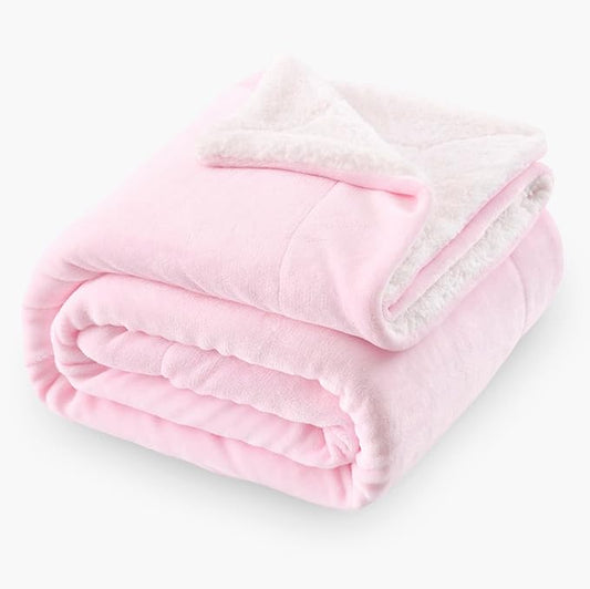 SOCHOW Sherpa Fleece Throw Blanket, Double-Sided Super Soft Luxurious Plush Blanket Throw Size, Light Pink, 50x60 inches