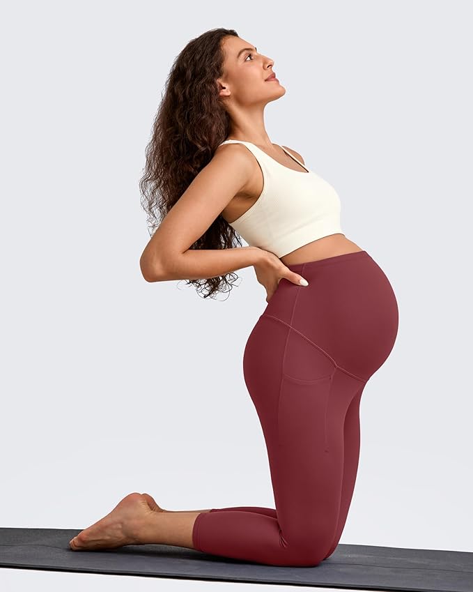 G4Free BareFeel Maternity Leggings with Pockets Over The Belly Stretchy Workout Yoga Pregnancy Pants