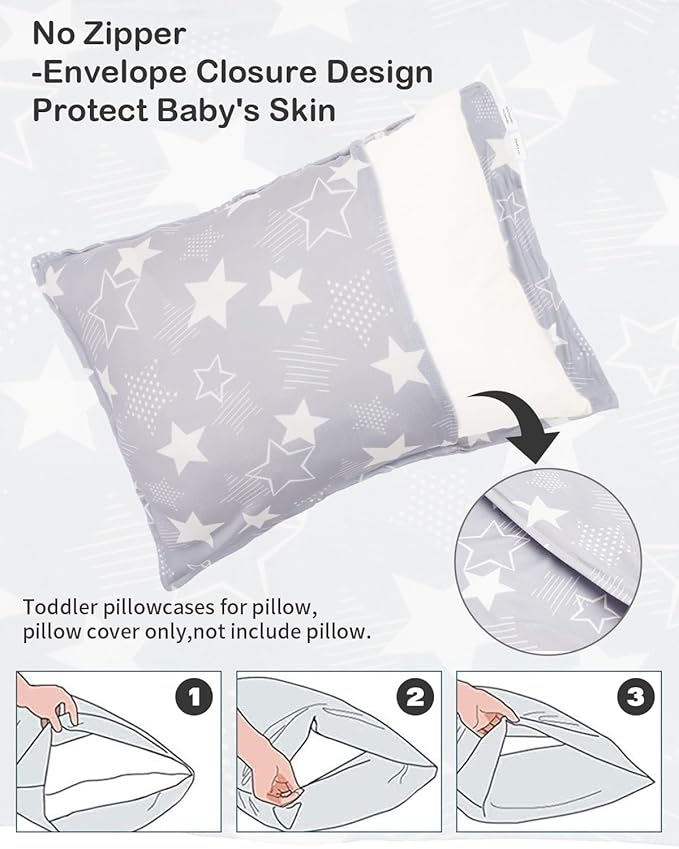 ALVABABY Toddler Pillowcase Stretchy Soft Kids Pillow Cover Fit 13"x 18" or 12"x16" Envelope for Girl Boy Sleepy Travel 2 Pack 2TPE42A