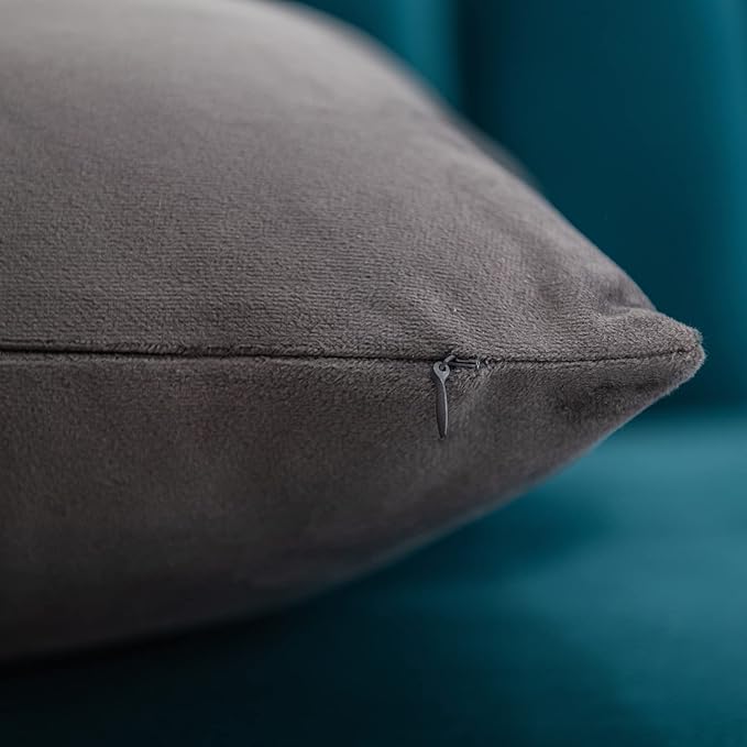 Euro Sham Covers 26x26 Dark-Grey: Pack of 2 Cozy Soft Velvet Square Modern Luxury Decorative Throw Pillow Cases for Sofa Couch Living Room Bed Home Decor
