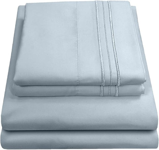 California King Sheet Sets - Breathable Luxury Sheets with Full Elastic & Secure Corner Straps Built In - 1800 Supreme Collection Deep Pocket Bedding Set, Sheet Set, California King, Misty Blue