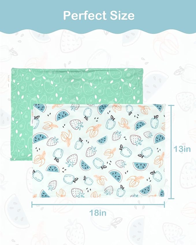 ALVABABY Toddler Pillowcases Stretchy Soft Kids Pillow Cover 2 Pack Fit 13"x 18" or 12"x16" Envelope for Girl Boy Sleepy Travel 2TPE33A