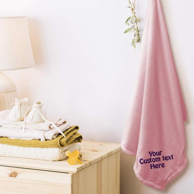 Nursery Bedding Baby Blankets for Boys & Girls Custom Personalized Text Name