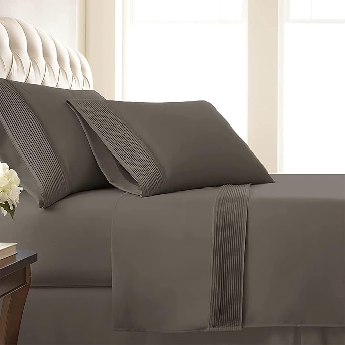 Southshore Fine Living, Inc. Deep Pocket Full size bed sheets set with 21" Deep Full Fitted Sheet, Pillow Cases Standard Size Set of 2 | Hotel Luxury Quality | Easy Care Microfiber Sheets | Dark Taupe