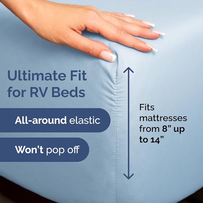 Short Queen RV Size 4 Piece Sheet Set - Comfy Breathable & Cooling Bed Sheets Set - Hotel Luxury Bedding for Women, Men, Kids, Teens, Boys & Girls - Deep Pockets & Ultra-Soft - Oeko-Tex - Light Blue