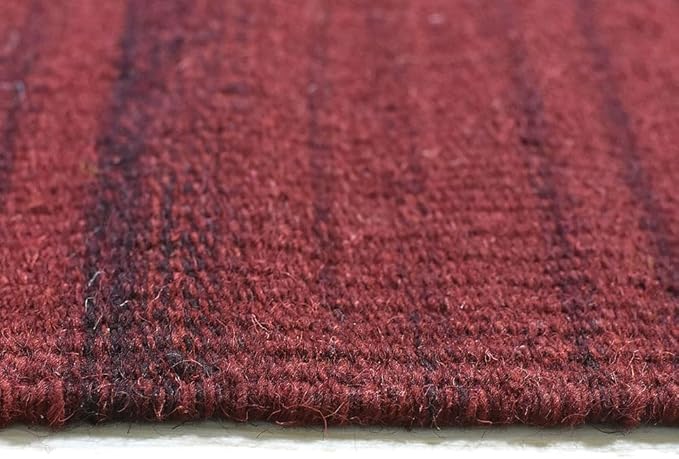 Rugsotic Carpets Hand Woven Flat Weave Kilim Wool ECO-Friendly Area Rugs - 9'x12', Rectangle Shape, Dark Red Color, Solid Plain Design, Low Pile Handmade Rugs for Living Room, Bed Room (D00111)