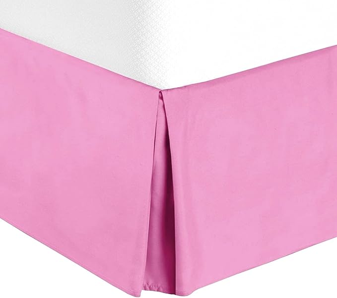 Bed Skirt - Soft Quadruple Pleated Ruffle - Easy Fit with 16 Inch Tailored Drop - Hotel Quality, Shrinkage and Fade Resistant//Pink/Full