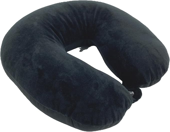 Bookishbunny U Shaped Micro Beads Microbead Neck Head Support Travel Pillow, 12"x12"x4" (SolidBlack)