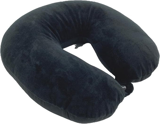 Bookishbunny U Shaped Micro Beads Microbead Neck Head Support Travel Pillow, 12"x12"x4" (SolidBlack)