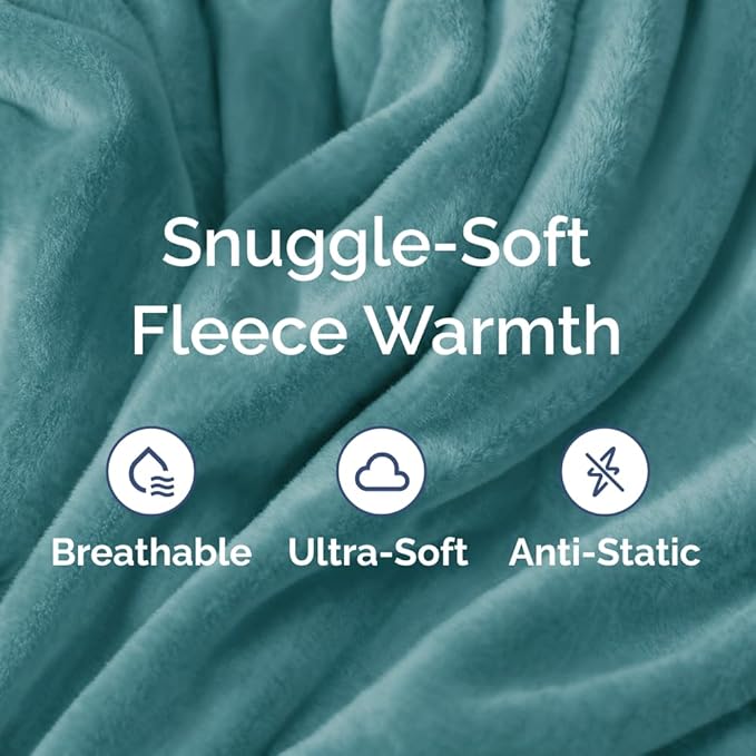 Ultra Soft Fleece Blanket Queen Size - Flannel Fleece Luxury Queen Blanket - Lightweight for Couch Bed Chair - Thick, Warm & Breathable - All Season Cozy Fuzzy Anti-Static Microplush Bedding, Turqoise