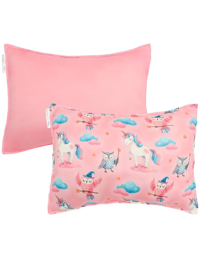 ALVABABY Toddler Pillowcase Stretchy Soft Kids Pillow Cover Fit 13"x 18" or 12"x16" Envelope for Girl Boy Sleepy Travel 2 Pack 2TPE46A