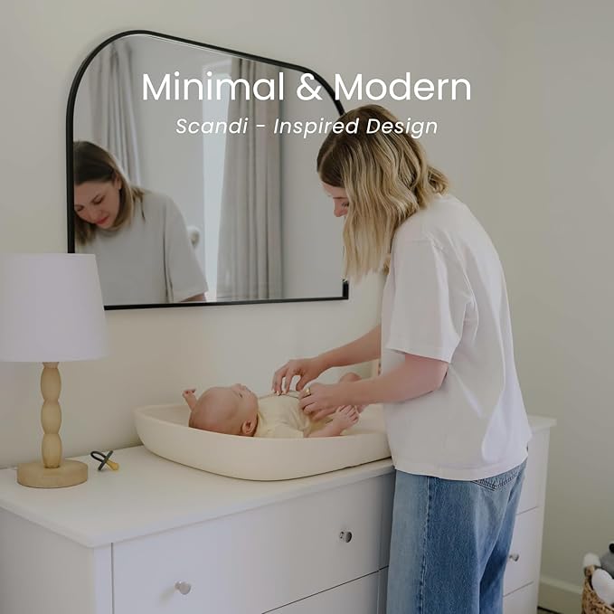 Snuggle Me® Baby Changing Pad - Premium Soft PU Foam Diaper Changing Pad for Dresser, Portable & Wipeable Non Slip Soft Contoured Diaper Change, Easy Clean & Water Repellent with Safety Strap