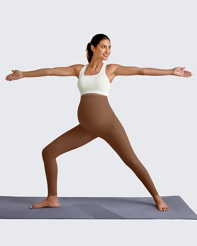 G4Free BareFeel Maternity Leggings with Pockets Over The Belly Stretchy Workout Yoga Pregnancy Pants