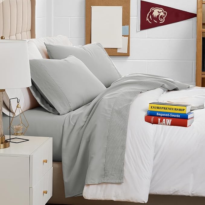 Southshore Fine Living, Inc. Deep Pocket Twin Sheet Set with 21" Deep Twin Fitted Sheet with 1 Pillow Case Standard Size | Hotel Luxury Quality | Fade Resistant, Microfiber Sheets | Steel Grey