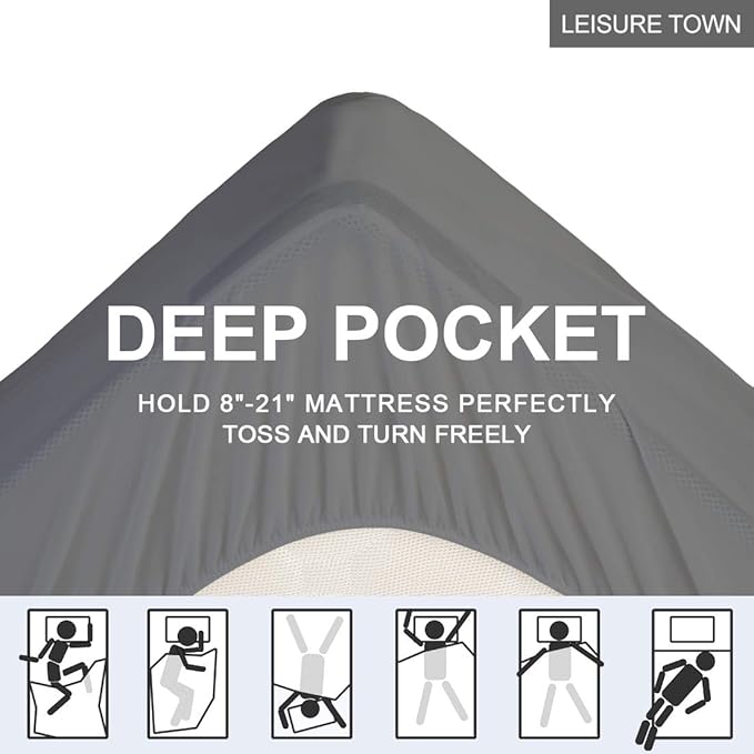 LEISURE TOWN Cotton King Mattress Pad Fitted Quilted Mattress Cover Pillow Top Mattress Topper Cooling Soft Breathable Mattress Protector with 8-21 Deep Pocket,Machine Washable (78x80 Grey)