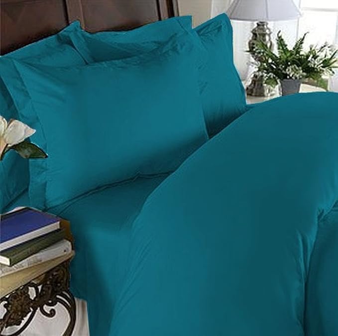 Elegant Comfort 1500 Premier Wrinkle & Fade Resistant Hotel Quality Ultra Soft Luxurious 4-Piece Bed Sheet Set with Deep Pockets, King Turquoise