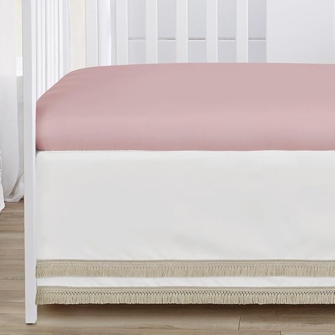 Sweet Jojo Designs 4-Piece Baby Crib Bedding Set (Pink Boho Floral) for Girls, Infants/Nursery incl. Blanket, Fitted Sheet, Skirt, Diaper Stacker (Vintage, Wildflower Garden, Bohemian, Farmhouse)
