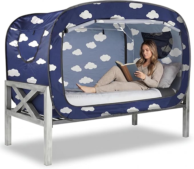 Bed Tent Twin Bed Canopy Tents Portable Dream Tent for Adult Indoor Sleeping Tents with 2 Doors Breathable Private Space, Cloud