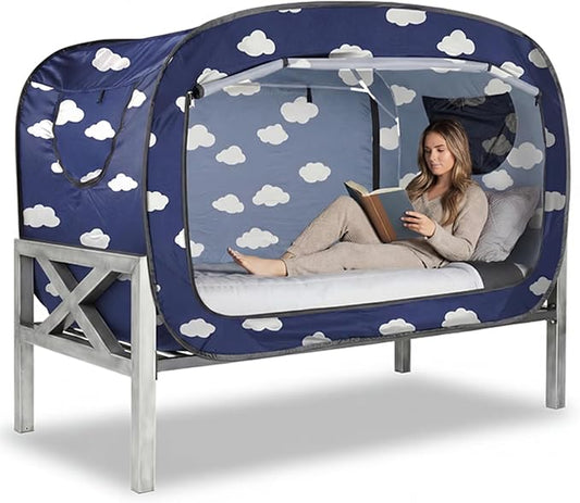 Bed Tent Twin Bed Canopy Tents Portable Dream Tent for Adult Indoor Sleeping Tents with 2 Doors Breathable Private Space, Cloud