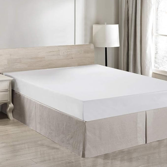 Simple&Opulence Belgian Linen Bed Skirt with Classic 14 inch Tailored Drop Dust Ruffle, Easy Fit Breathable Premium Natural Flax- Basic Linen, California King
