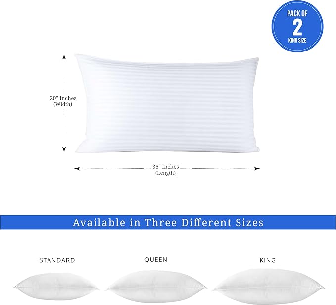 Covers & All Down Alternative Pillows Queen Size Set of 2, Luxury Soft Hotel Pillows for Sleeping, Breathable & Machine Washable, for Side, Back & Stomach Sleepers, 36" L x 20" W