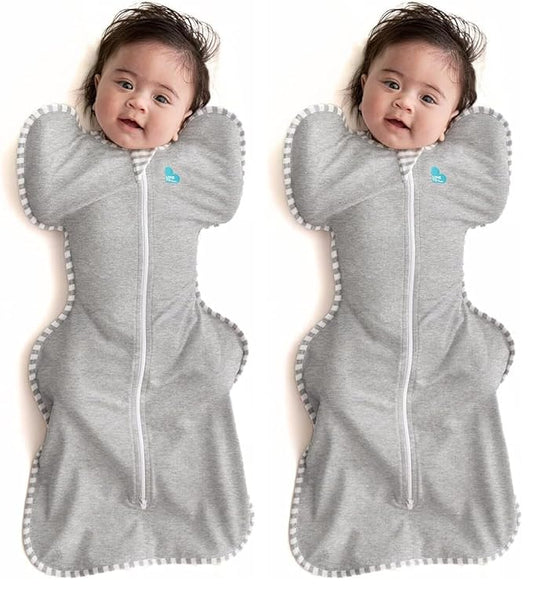 Love to Dream Swaddle UP, Gray, Newborn, 5-8.5 lbs., Dramatically Better Sleep, Allow Baby to Sleep in Their Preferred arms up Position for self-Soothing, snug fit Calms Startle Reflex (Pack of 2)