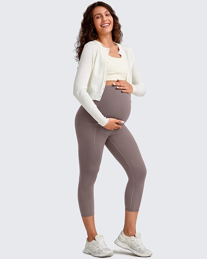 G4Free BareFeel Maternity Leggings with Pockets Over The Belly Stretchy Workout Yoga Pregnancy Pants