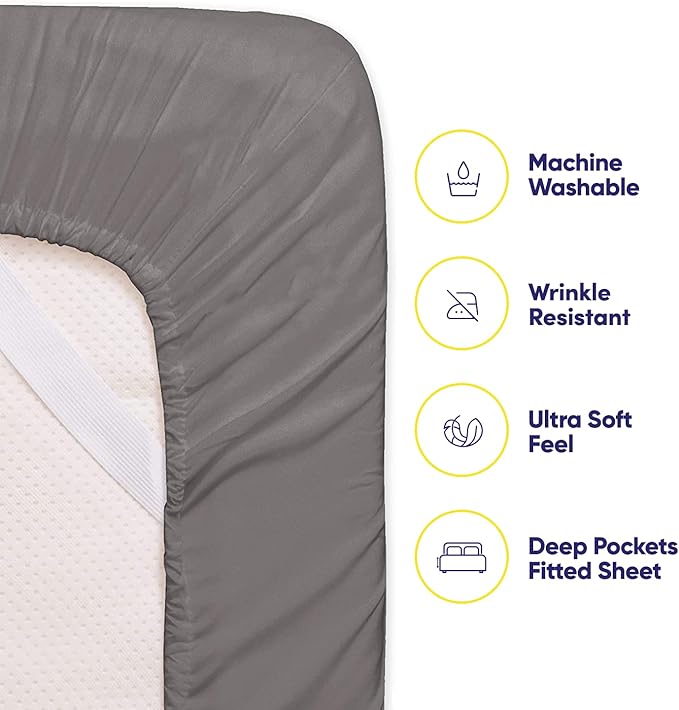 King Size Bed Sheets - 6 Piece 1500 Supreme Collection Fine Brushed Microfiber Deep Pocket King Sheet Set Bedding - 2 Extra Pillow Cases, Great Value, King, Gray
