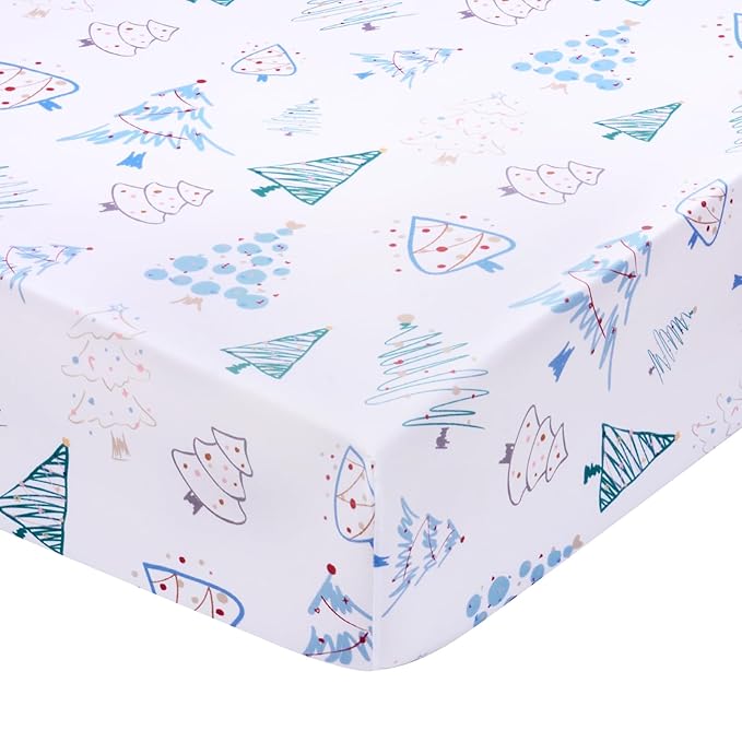UOMNY Crib Sheet, Christmas Crib Sheets Baby Sheet for Standard Crib and Toddler Mattresses Nursery Bedding Sheet Crib Mattress Sheets for Boys and Girls 1 Pack Toddler Sheet