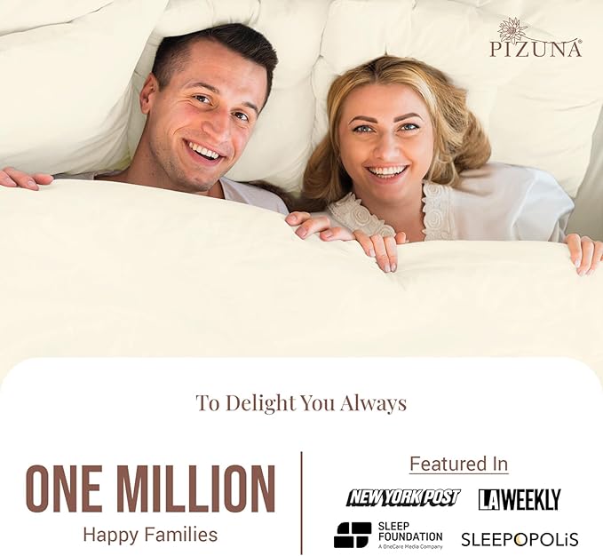 Pizuna Pure 100% Cotton Sheets Full Size, Luxurious 400 Thread Count Long Staple Cotton Sateen Full Sheets Set with 15inch Deep Pocket (Combed Ivory Cotton Sheet Sets)