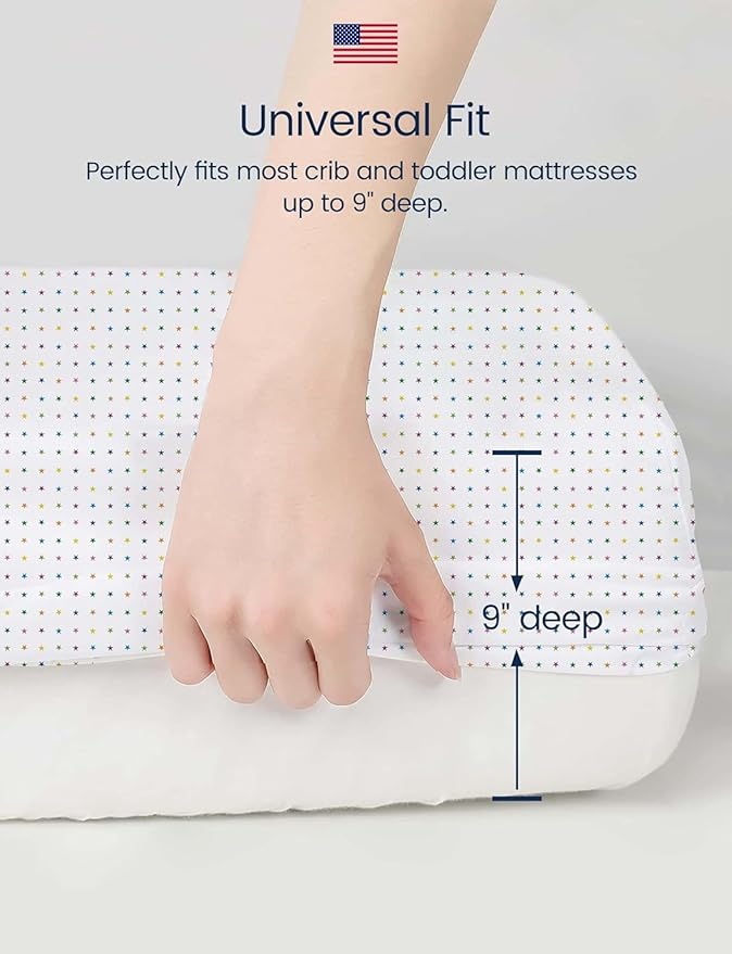 TotAha Premium Stretchy Crib Sheets (2-Pack)-Hypoallergenic, Silky Comfort, Buttery Soft, Calming Effect, All-Season Jersey-Knit Sheets, 9'' Extra Deep Pocket, Moon & Grey Sky