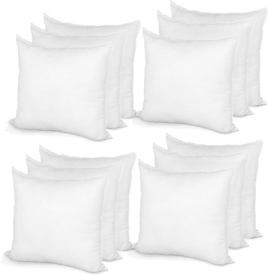 Hometex Throw Pillow Insert 15" x 15" Polyester Filled Standard Cover (12 Pack)