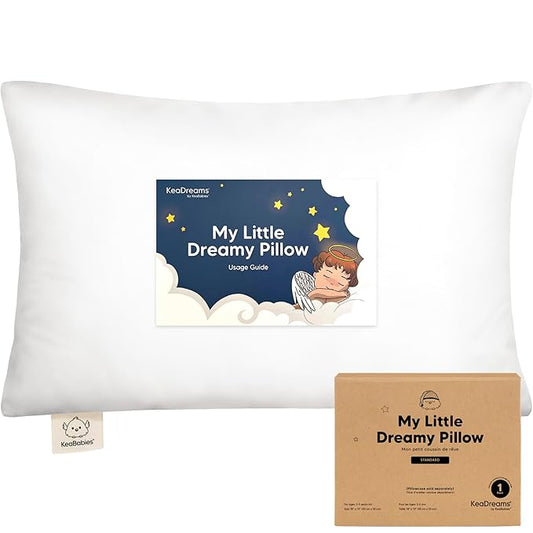 KeaBabies 1-Pack Toddler Pillows 2 Year Old to 5-13x18 Soft Organic Cotton Kids Pillow for Sleeping, Travel, School, Daycare, Nap, Toddler Bed, Machine Washable, Without Pillowcase (Soft White)