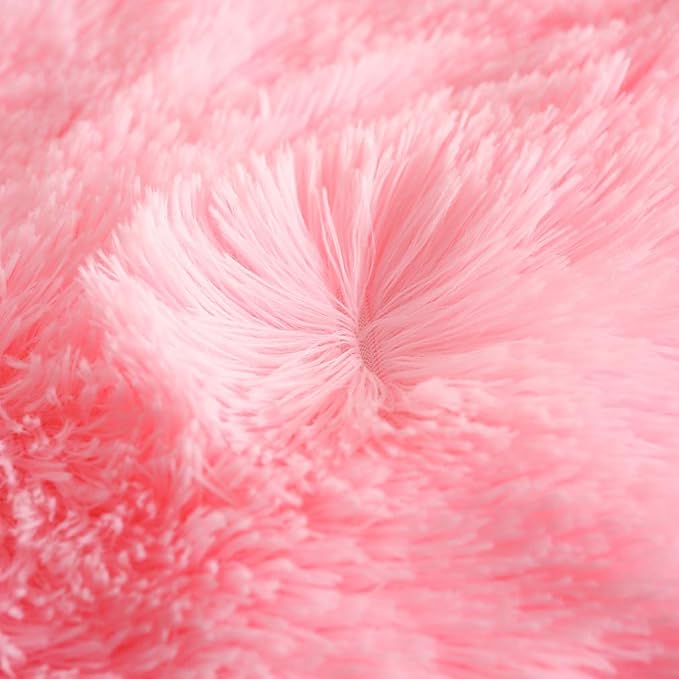Uhamho Faux Fur Velvet Fluffy Bedding Duvet Cover Set Down Comforter Quilt Cover with Pillow Sham, Ultra Soft Warm (Twin, Pink)