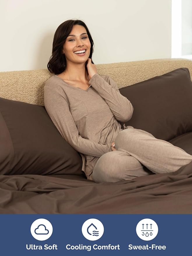 Extra Deep Twin XL Sheet Set - 4 Piece Breathable and Cooling Sheets - Hotel Luxury Bedding for Women, Men, Kids & Teens - Easy & Secure Fit - Soft, Wrinkle Free and Comfy - Extra Deep Pockets - Brown