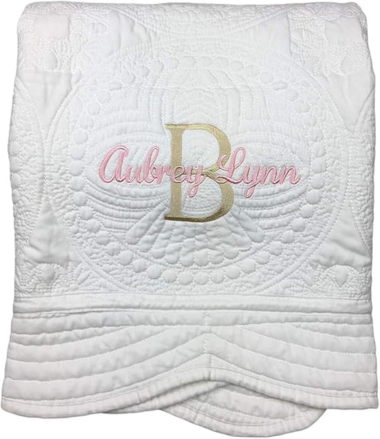 Personalized Baby Quilt Blankets Monogrammed Blankets for Kids baby blankets for girls embroidered baby gifts soft for toddler girl or boy Crib size four seasons Color Options