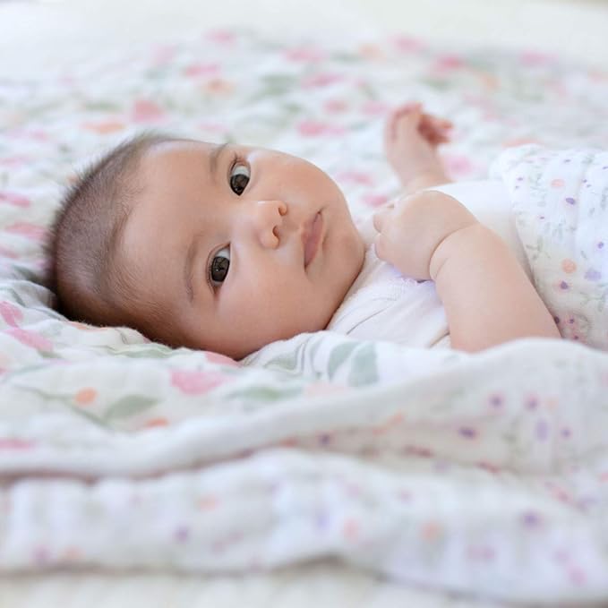 aden + anais 100% Cotton Muslin Baby Blanket Crib Bedding for Newborn Baby and Toddler, Nursery Blanket for Boys and Girls, Baby Registry and Shower Gift - Mon Fleur