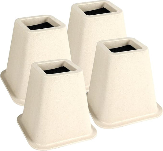 DEDU Bed Risers 6 Inch Heavy Duty 4 Pack, Furniture Risers for Sofas Oversized, Couch Risers with Non-Slip Pad Supports Up to 2200 Lbs for Bed, Desk, Chair (Beige)