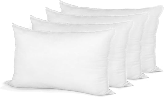 Hometex Throw Pillow Insert 12" x 16" Polyester Filled Standard Cover (4 Pack)