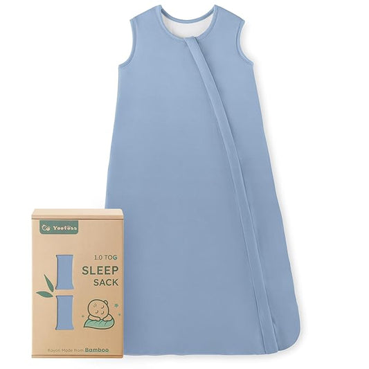 Yoofoss Rayon Made from Bamboo Baby Sleep Sack 12-18 Months 1.0 Tog Baby Wearable Blanket, Super Soft Infant Toddler Sleeping Sack 2-Way Zipper