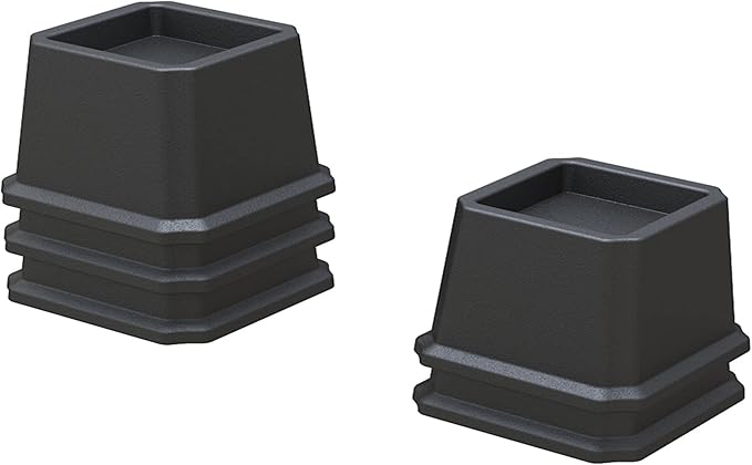 Bed Risers 2 Inch Heavy Duty Bed Elevators, Set of 6 Lifts Up 2000 lbs Furniture Riser for Sofa and Table, Black