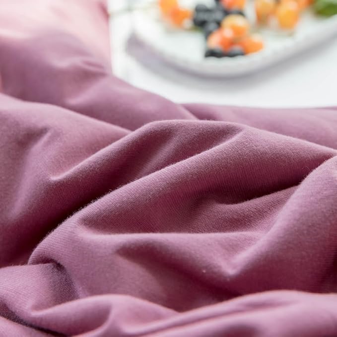 Purple Bedding Duvet Cover Full Size 3 Pieces Pale Mauve Duvet Cover Boho Solid Bedding Set Luxury Soft Jersey Knit Cotton Comforter Cover with 2 Pillowcases Breathable Soft Mauve Color Bedding Set