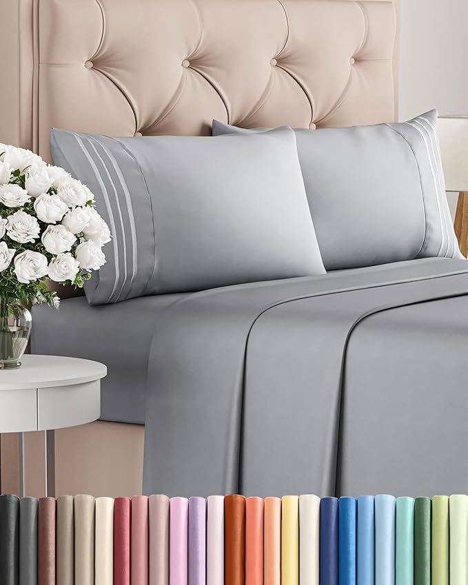 Full Size 4 Piece Sheet Set - Comfy Breathable & Cooling Bed Sheets Set - Hotel Luxury Bedding for Women, Men, Kids, Teens, Boys & Girls - Deep Pockets, Soft and Wrinkle Free - Oeko-Tex - Steel Blue
