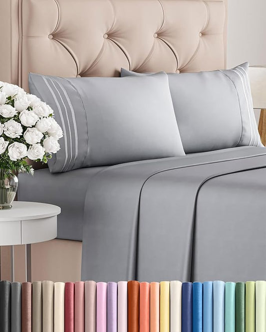 Full Size 4 Piece Sheet Set - Comfy Breathable & Cooling Bed Sheets Set - Hotel Luxury Bedding for Women, Men, Kids, Teens, Boys & Girls - Deep Pockets, Soft and Wrinkle Free - Oeko-Tex - Steel Blue