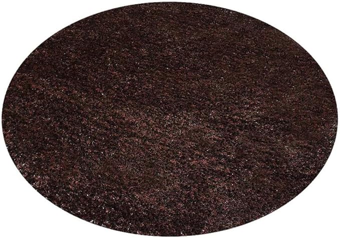 Hand Tufted SHAG Polyester ECO-Friendly Area Rugs - 6'x6', Round, Brown, Solid Plain Design, High Pile Thick Handmade Anti Skid Area Rugs for Living Room, Bed Room K00111