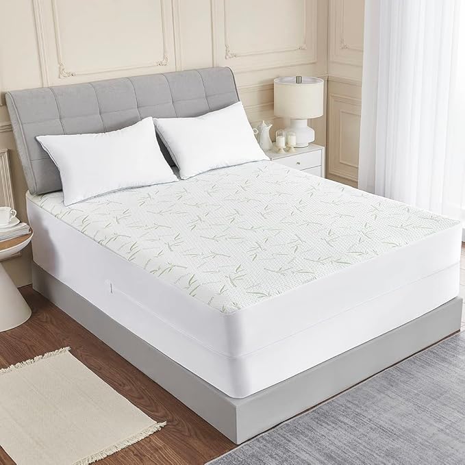 Parkdeny Full Mattress Encasement, Waterproof Cooling, Rayon from Bamboo, 3D Air Fabric, Breathable, Noiseless, Washable, Fits 5"-13" Deep Mattresses