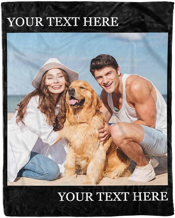 Customized Blankets with Photos, 1 Photos Custom Blanket Customized Gifts Gifts for Mom Dad Couple Girlfriend Boyfriend Wife Husband, 8 Sizes