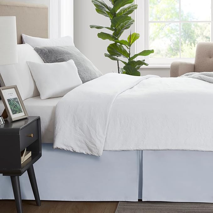 Nestl Ice Blue Twin Bed Skirt - Twin Size Bed Skirt 14 Inch Drop - Brushed Microfiber Bed Skirts - Hotel Quality Pleated Bed Skirt - Shrinkage & Fade Resistant